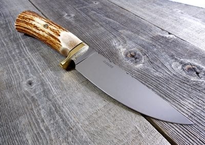 Elk horn drop guard hunting knife