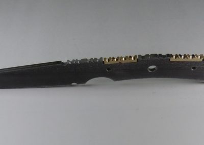 Knife blank with brass filework fitted into tang