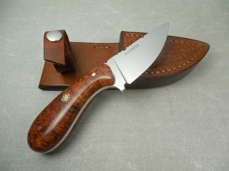 W35 Hunting Knife with flame maple handle