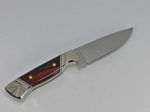 Arizona Desert Ironwood fixed blade art knife named Quicksilve