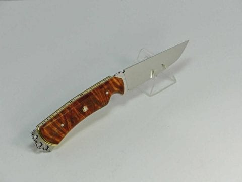 S-16 Side view of Earl of Nottingham AAA flame maple art knife
