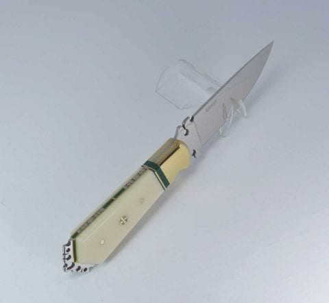 Duke of Earl Ivory Corian and Malachite Art Knife