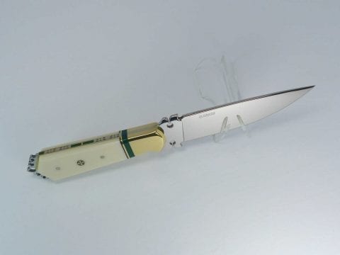 S-9 Side view of ivory corian and malachite knife