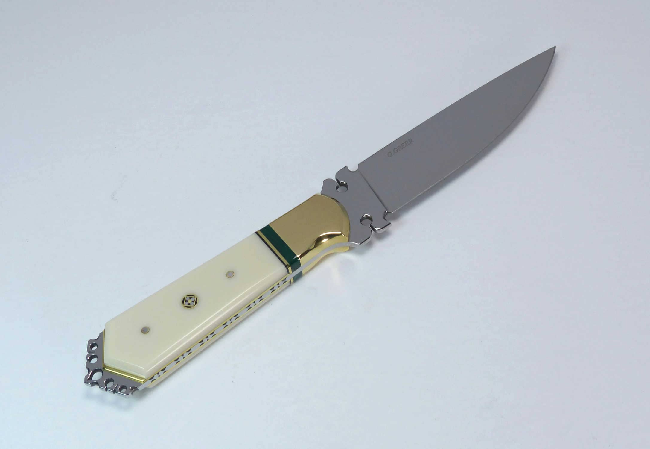 Unique Canadian made art knife made with Corian and Malachite