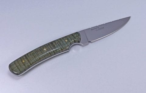 W-12 double dyed blue flame maple sportsman knife