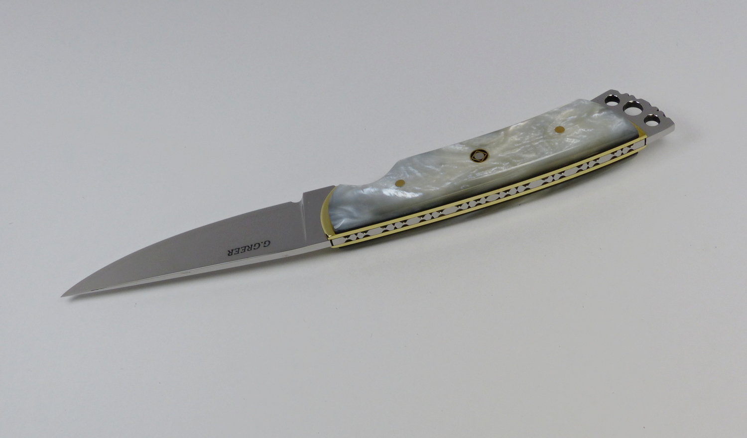 Art knife showing fancy filework along handle spine - S18