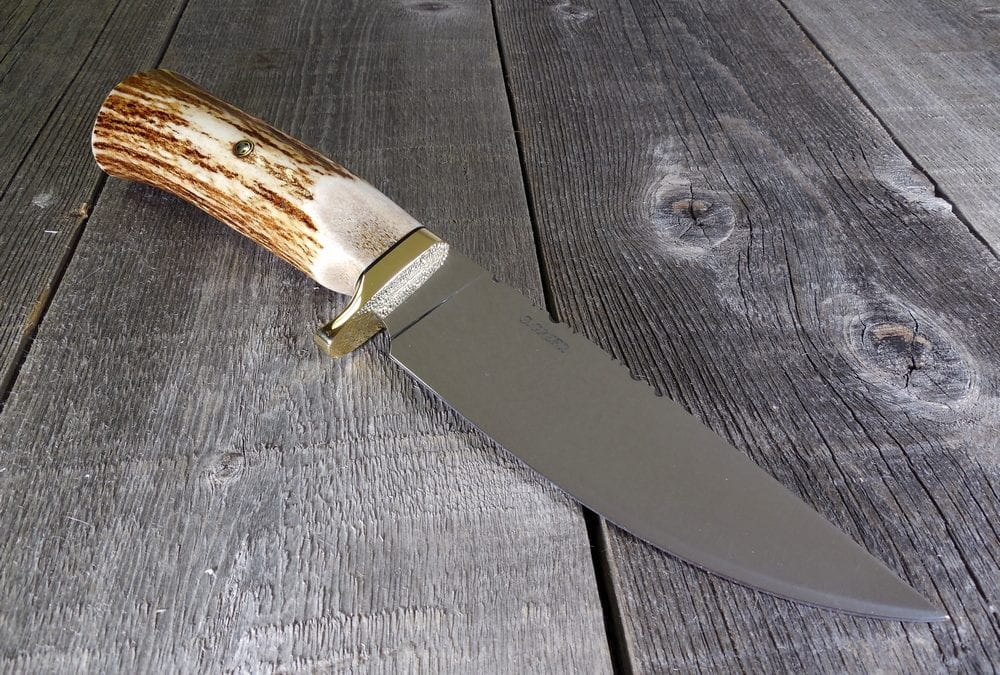 Saskatchewan Elk Horn Hunting Knife with Drop Guard