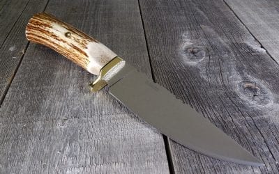 Saskatchewan Elk Horn Hunting Knife with Drop Guard
