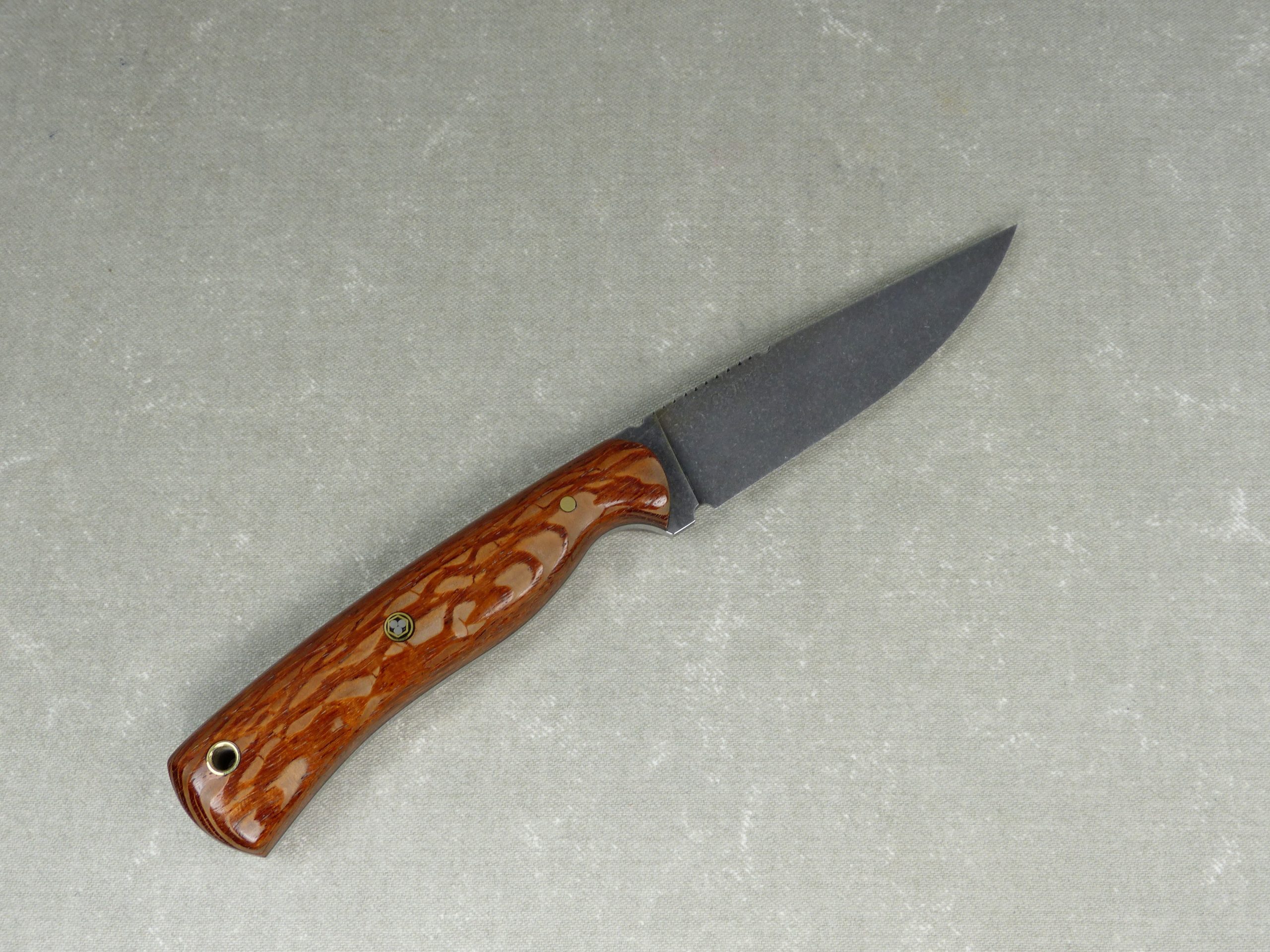 SW4 - Handmade everyday carry knife with Australian lacewood handle and stonewashed blade