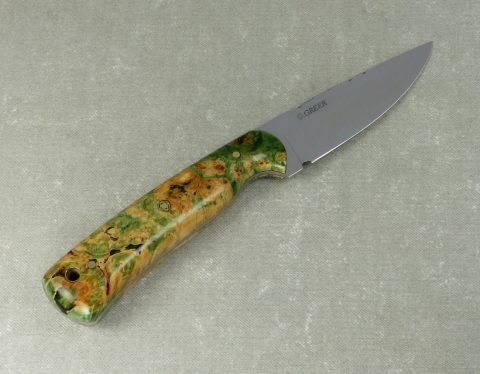 EDC 3 Burled maple knife handle infused with green