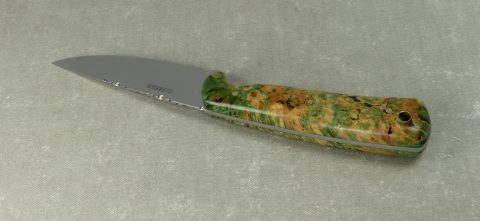 EDC3 Burled maple knife with double dyed handle